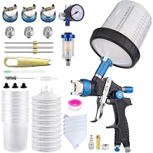 HVLP Air Spray Gun Kit Includes 10 Disposable 650ml Paint Cups with 1.4/1.7/2.0mm Nozzles. The Automotive Paint Spray Gun can be Used for Primer, Clear Topcoat Application Blue