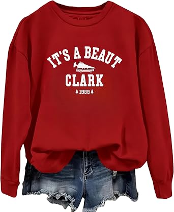 Christmas Sweatshirts for Women Its a Beaut Clark Graphic Lightweight Crewneck Long Sleeve Pullover Tops