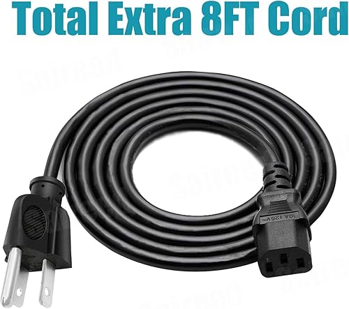 Miniatura 2 de Cable de alimentación de repuesto de 3 clavijas de 8 pies para monitor Dell, monitor de plasma LCD, pantalla 4K, olla instantánea, Samsung, Sony,