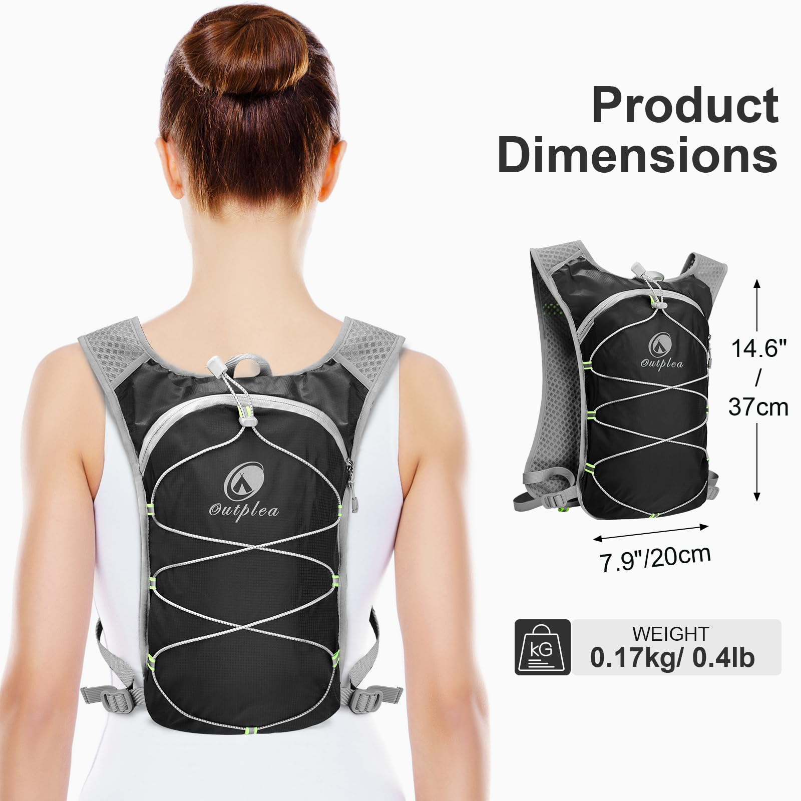 Loopvest met 2 liter drinkzak, lichte drinkrugzak voor fiets, heren en