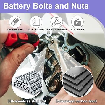Motorcycle Battery Terminal Nuts and Bolt Kit, Small Bolt and Nuts Kit