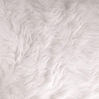 FHQHTH Shaggy Faux Fur Art Crafts | 18"x70" | Hobby Supply for DIY Coats, Home Decor, Apparel, Vest, Rugs, Throw Blankets, Pillows [White, Half Yard]