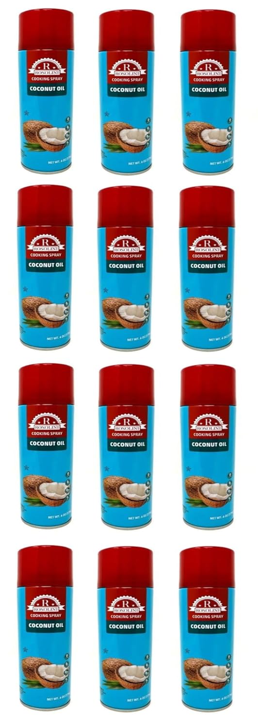 Rosolini Coconut Oil Cooking Spray, Non-Stick, Zero Calories, Easy Clean, 6 oz, Pack of 12