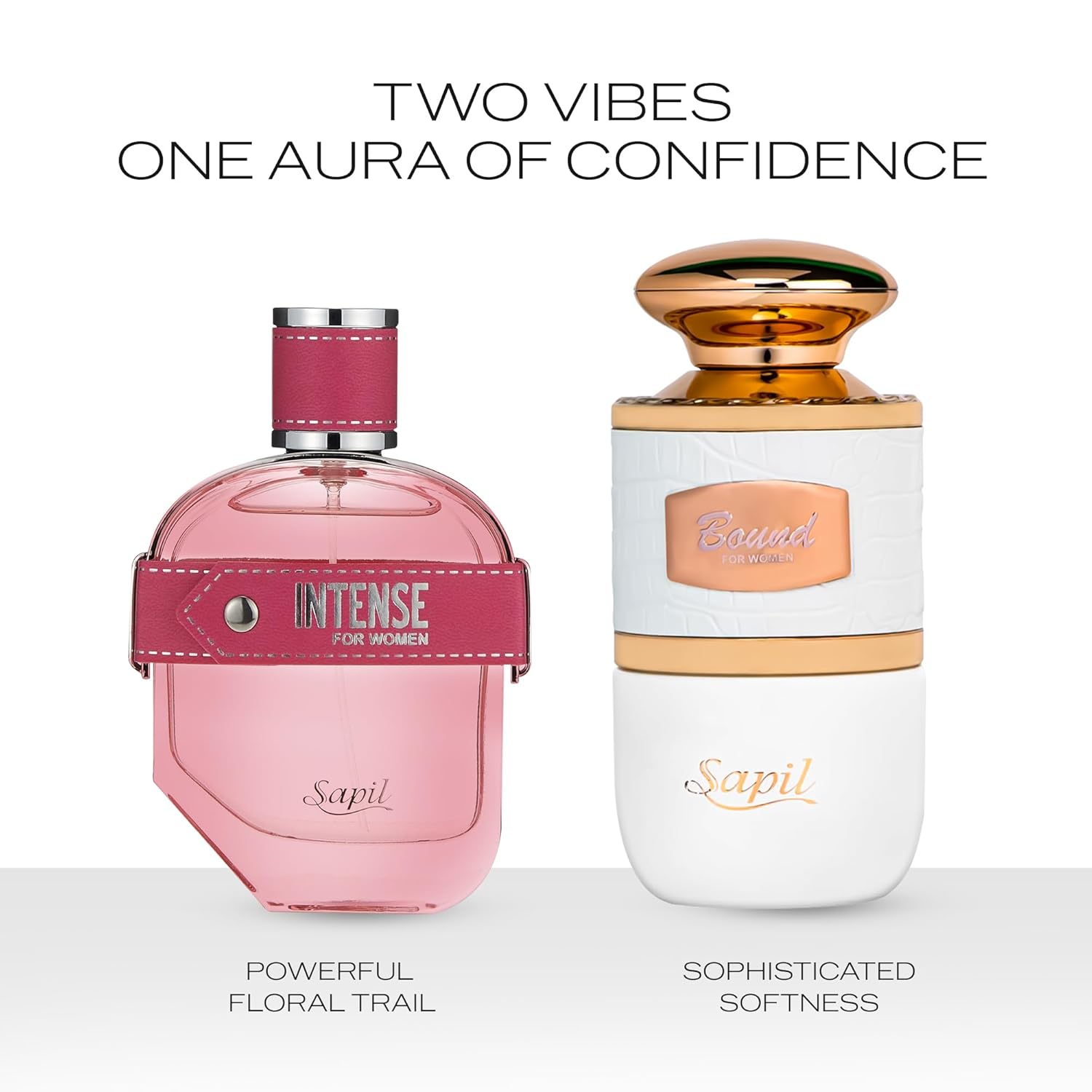 Sapil Intense & Bound Women’s Fragrance Duo - 3.4 oz Each EDP - Long-Lasting Fruity-Floral & Radiant Floral Scents - Gift Set of Dubai Luxury Perfumes - Image 4