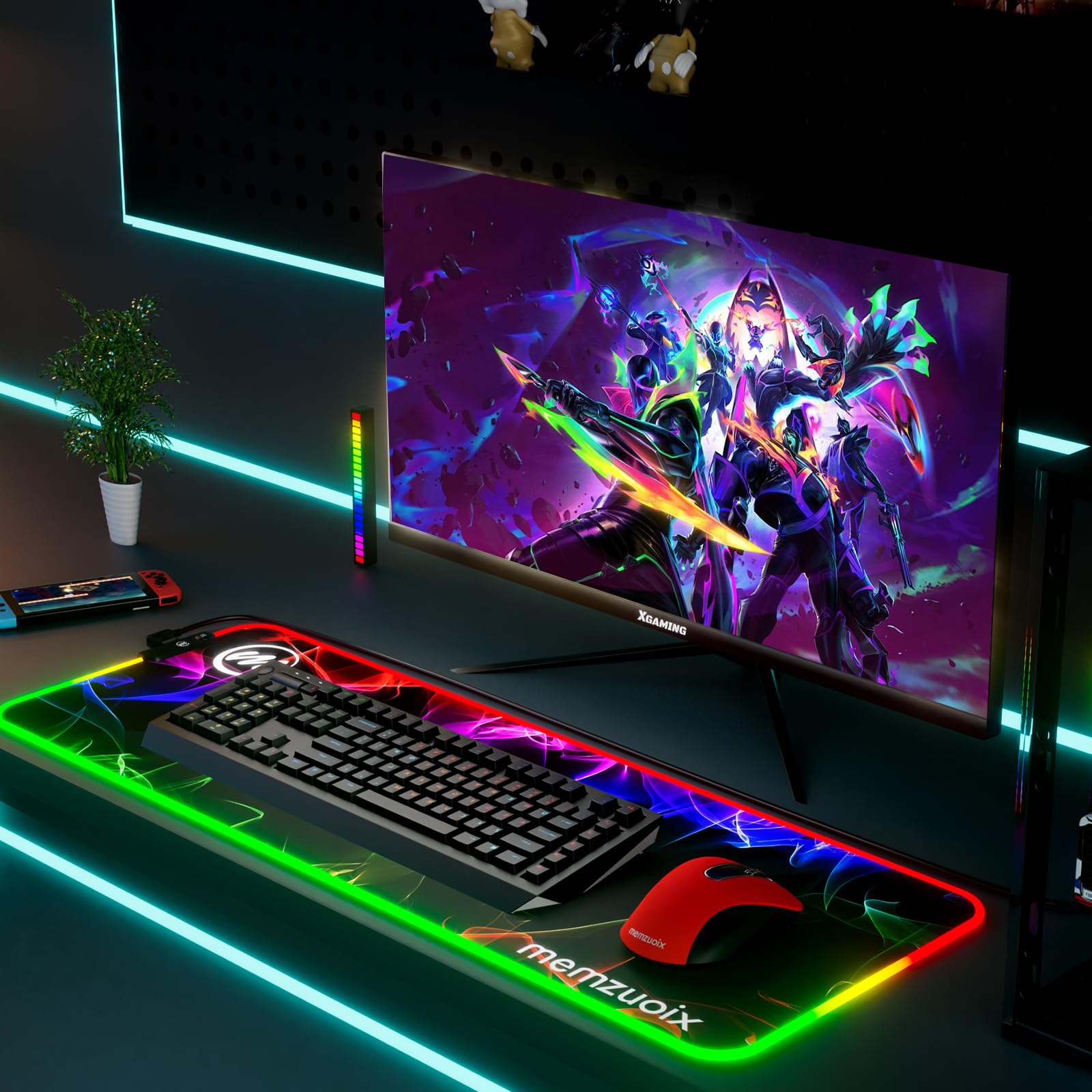 Tappetino Mouse Gaming RGB XXL – Base LED Grande Da Scrivania 80×30 cm Con 12 Modalità Di Illuminazione, Impermeabile, Base Antiscivolo, Superficie Liscia – Per Tastiera, Mouse, PC E Laptop – Design