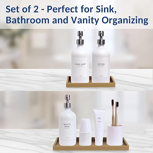 Miniatura 4 de Bandeja de encimera y tocador, 2 unidades (11 y 7 pulgadas), bandejas de silicona inastillables para cocina y baño para encimera, bandeja