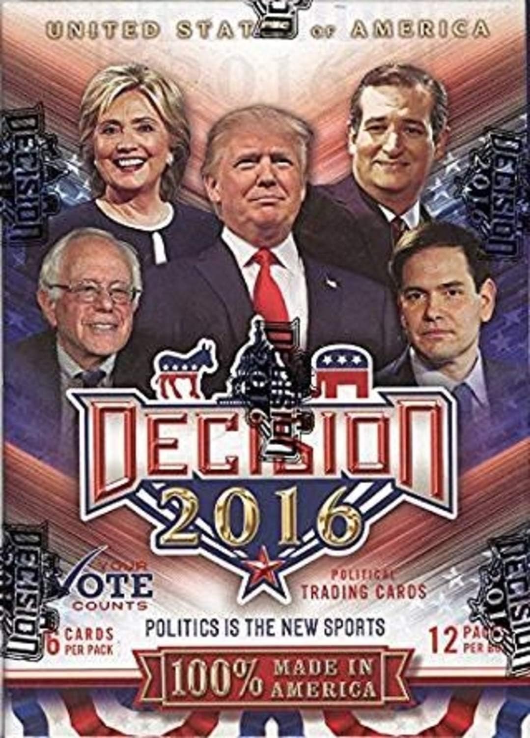 Decision 2016 Political Trading Cards Blaster Box