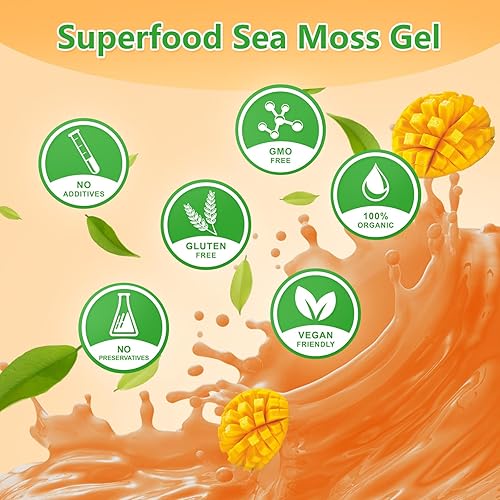 Miniatura 5 de softbear Gel de musgo marino orgánico crudo de 18 onzas silvestres de musgo marino irlandés rico en 92 vitaminas y minerales para apoyo inmunológico