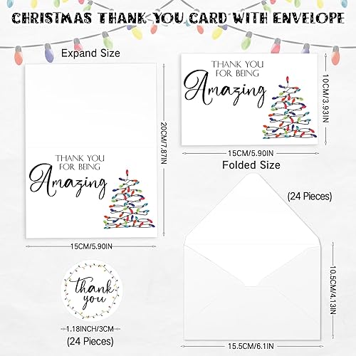 Vista 8 de Cholemy 48 juegos de tarjetas de agradecimiento de Navidad para compañeros de trabajo, empleados, personal con sobres y calcomanías, los compañeros