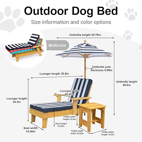 Miniatura 2 de Cama elevada para perros grandes con toldo impermeable  Tumbona para mascotas para interiores y exteriores para patio trasero, piscina, playa  Cojín