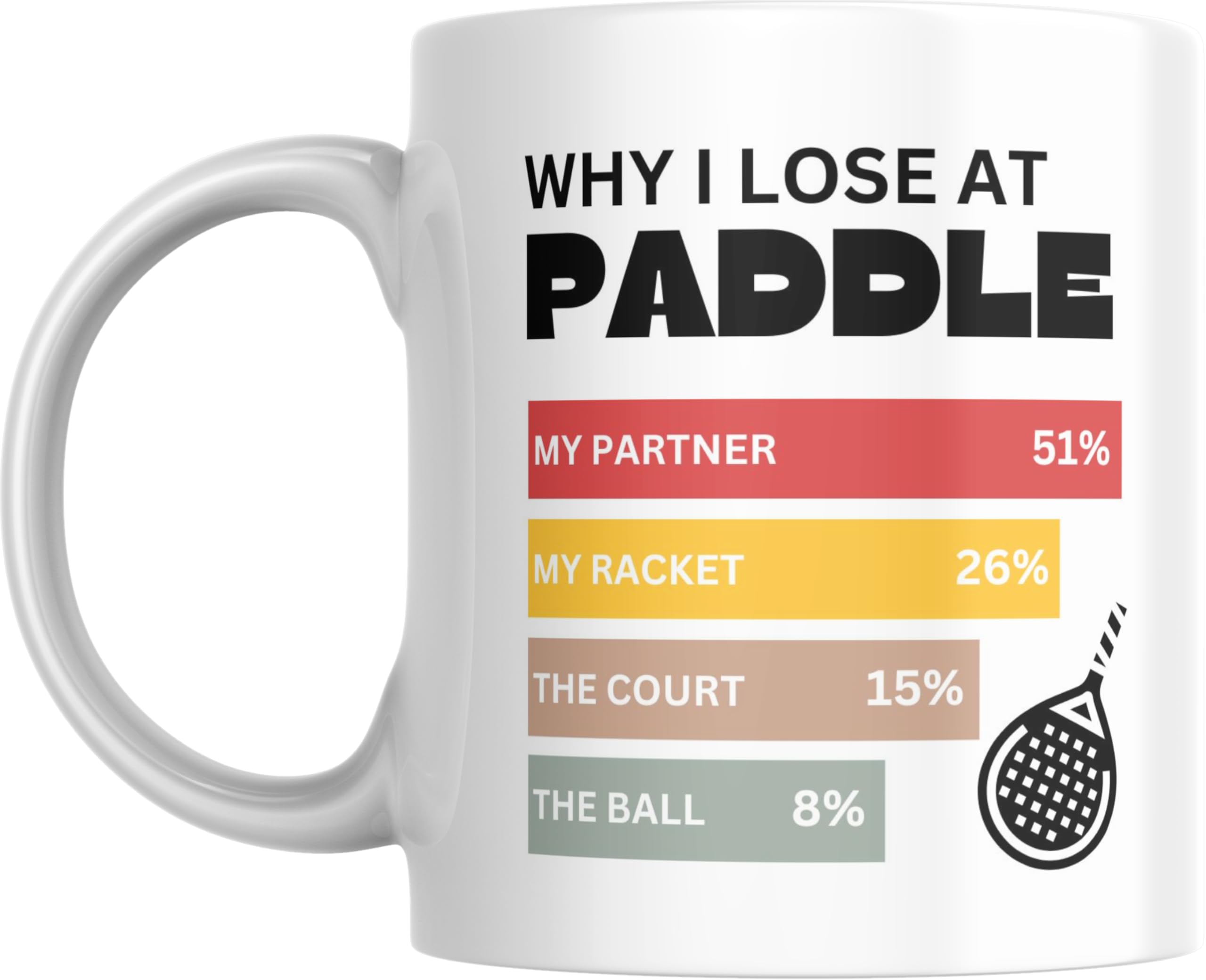 Funny Coffee Mug Why I Lose At Paddle, Gift for Paddle Player, Office, Man, Woman, Birthday