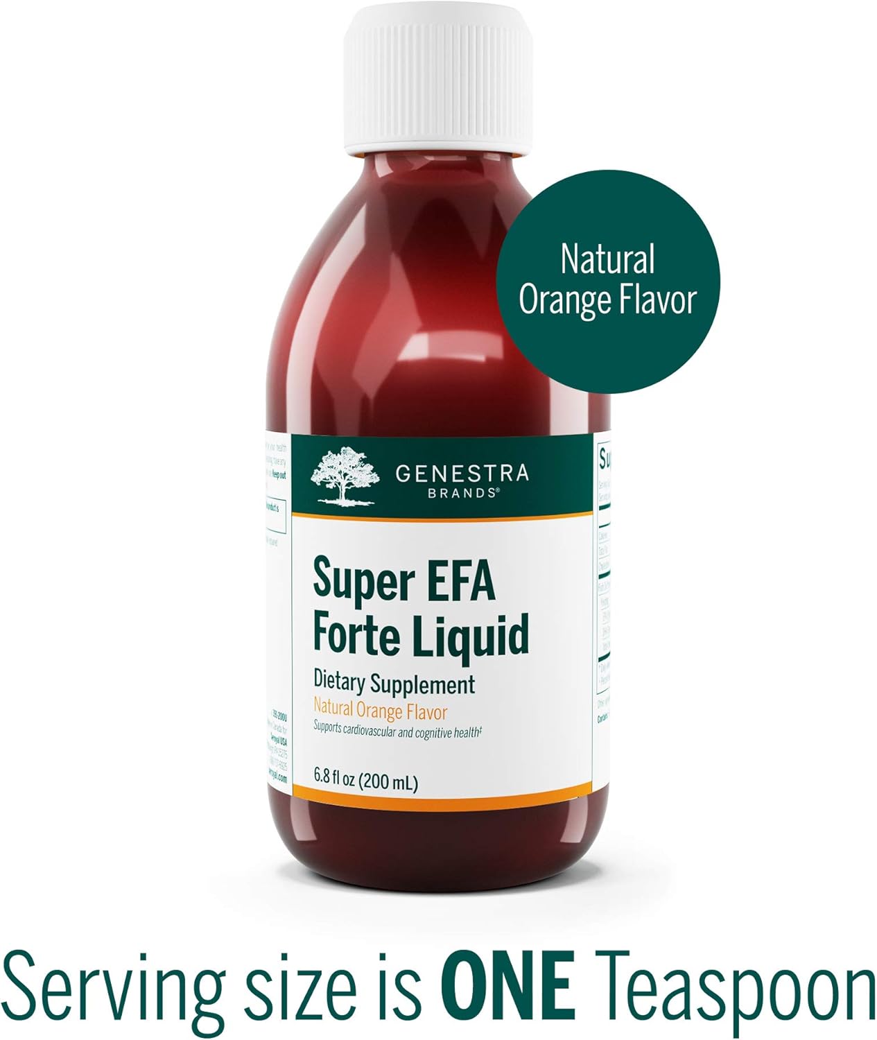 Genestra Brands Super EFA Forte Liquid | Fish Oil Formula to Support Cognitive, Cardiovascular, and Joint Health | Natural Orange Flavor | 6.8 fl. oz.