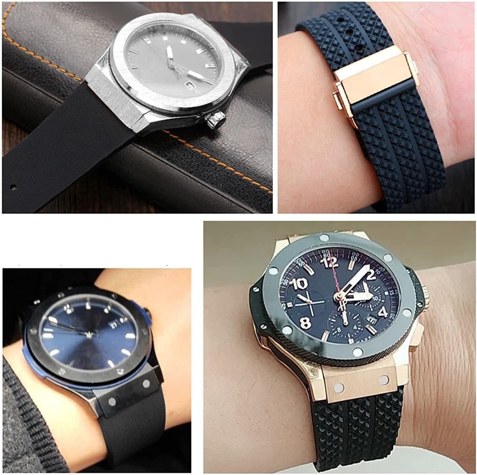 pour la Bande de Montre Authentique Boucle en Acier Inoxydable Sangle en Caoutchouc 25 * 19 mm