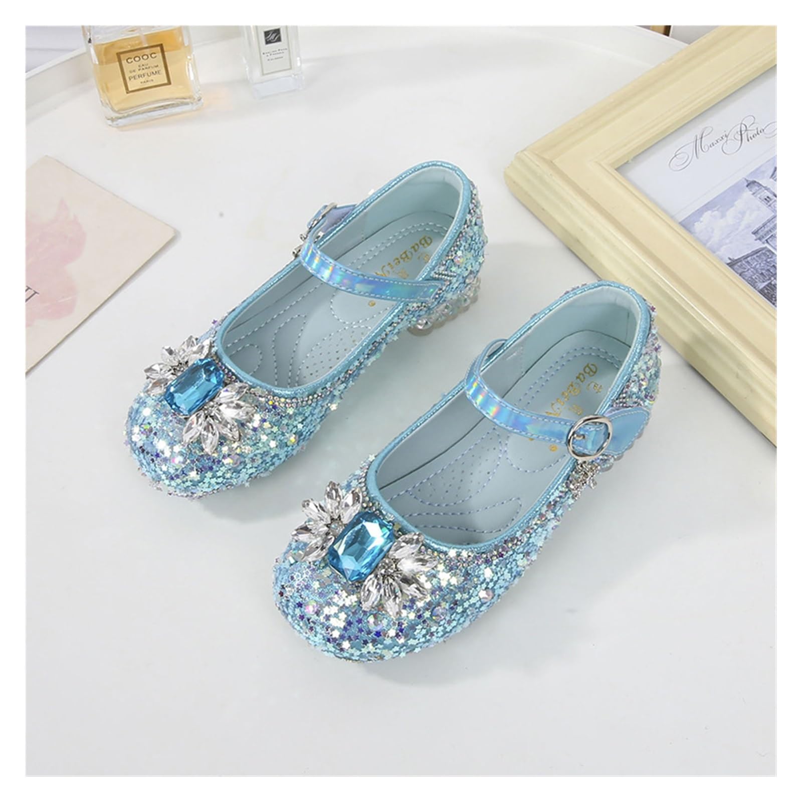 Scarpa Da Ballo Per Bambini Con Glitter Scarpe da principessa for bambini Scarpe da sposa for feste con strass di lusso for ragazze Scarpe in pelle for bambini con tacchi alti con paillettes glitterat