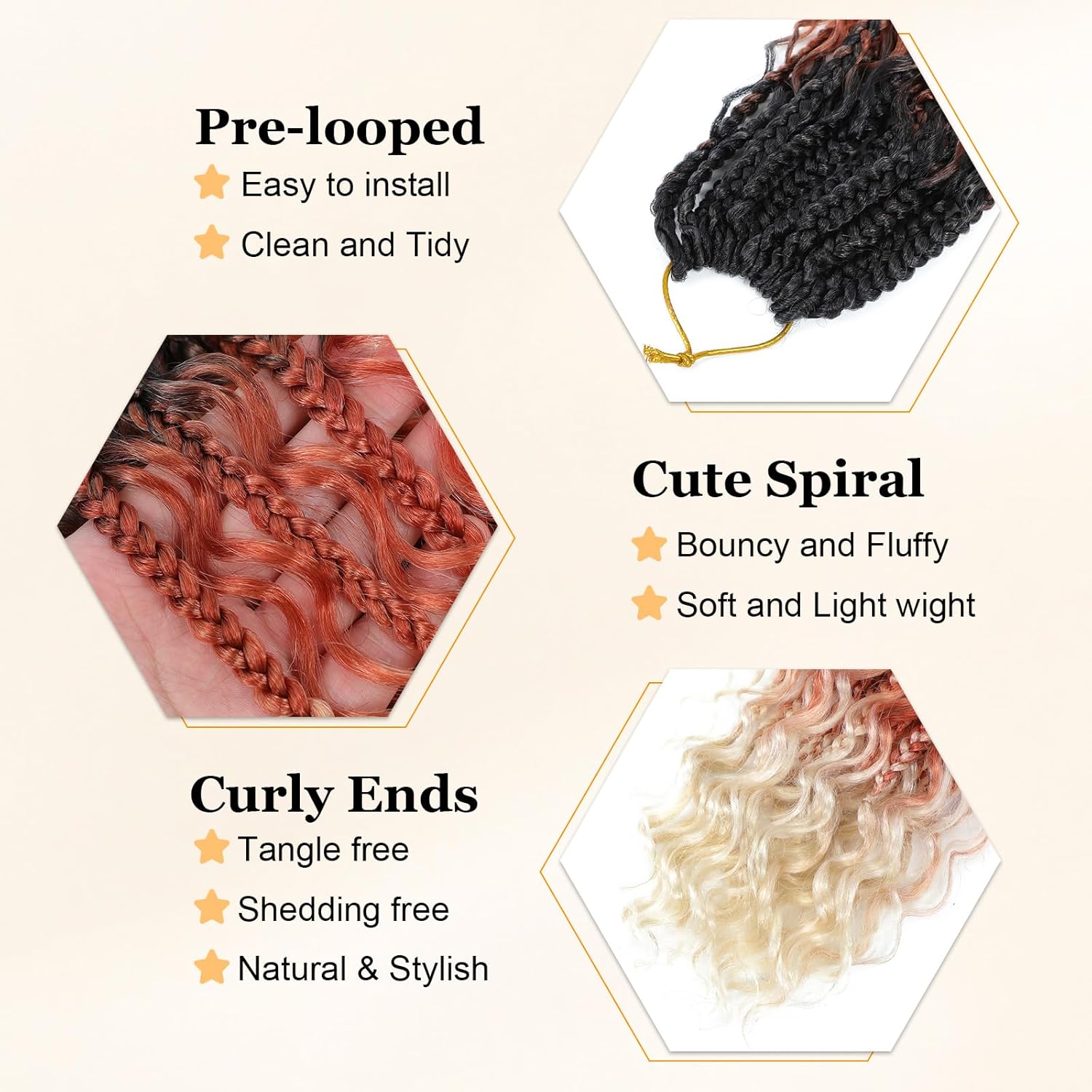 Yewell Goddess Box Braids Crochet Hair 10 Inch Boho Crochet Box-Braids With Curly Ends, 9 Packs Bohomian Box-Braid Crochet-Hair For Black Women Pre Looped Box Braiding (10Inch,1B/30/613)