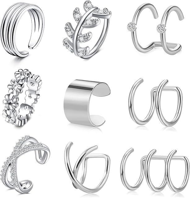 Crdifu Ear Cuffs Clip on Earrings Stainless Steel Fake Non Pierced Helix Conch Earrings for Women