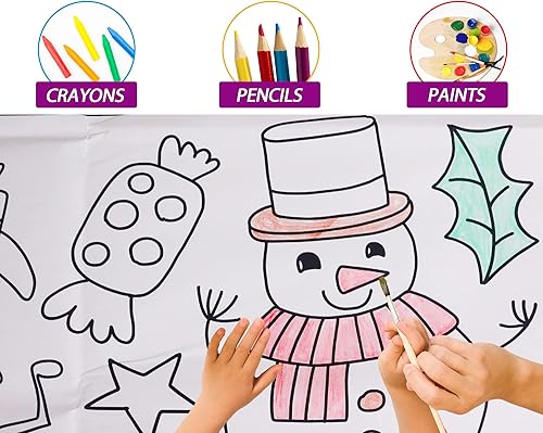 Miniatura 3 de Wiooffen 2 pósteres gigantes de Navidad para colorear de 82 x 47 pulgadas para niños, póster de Navidad en color de papel de Navidad, cubierta de