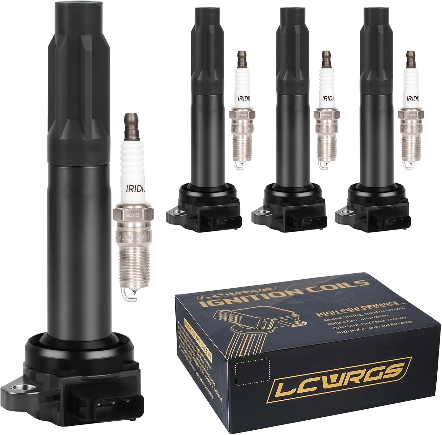 Set of 4 Ignition Coil Pack and Spark Plugs fits for 2010 2011 2012 Subaru Legacy Outback 2.5 H4 Spark Plugs and Coils Replaces# UF668 22433AA620