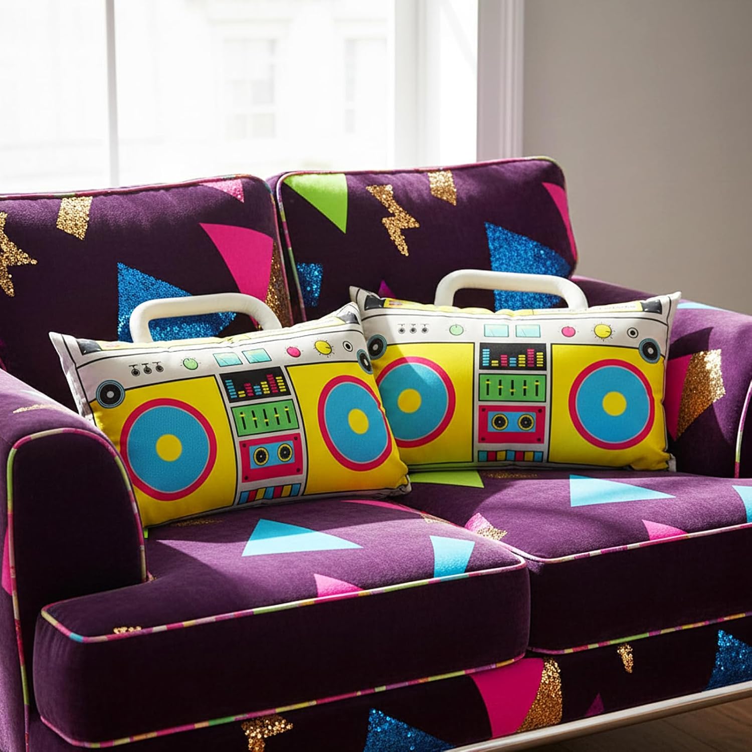 Hahafelt 2 Pcs Retro Audio Cassette Throw Pillow Cover Music Record Player 20 x 30 Inch Low Noise 80s Plastic Cassette Tape for Home Decor Lumbar Pillowcase Cushion Sofa Couch Bed