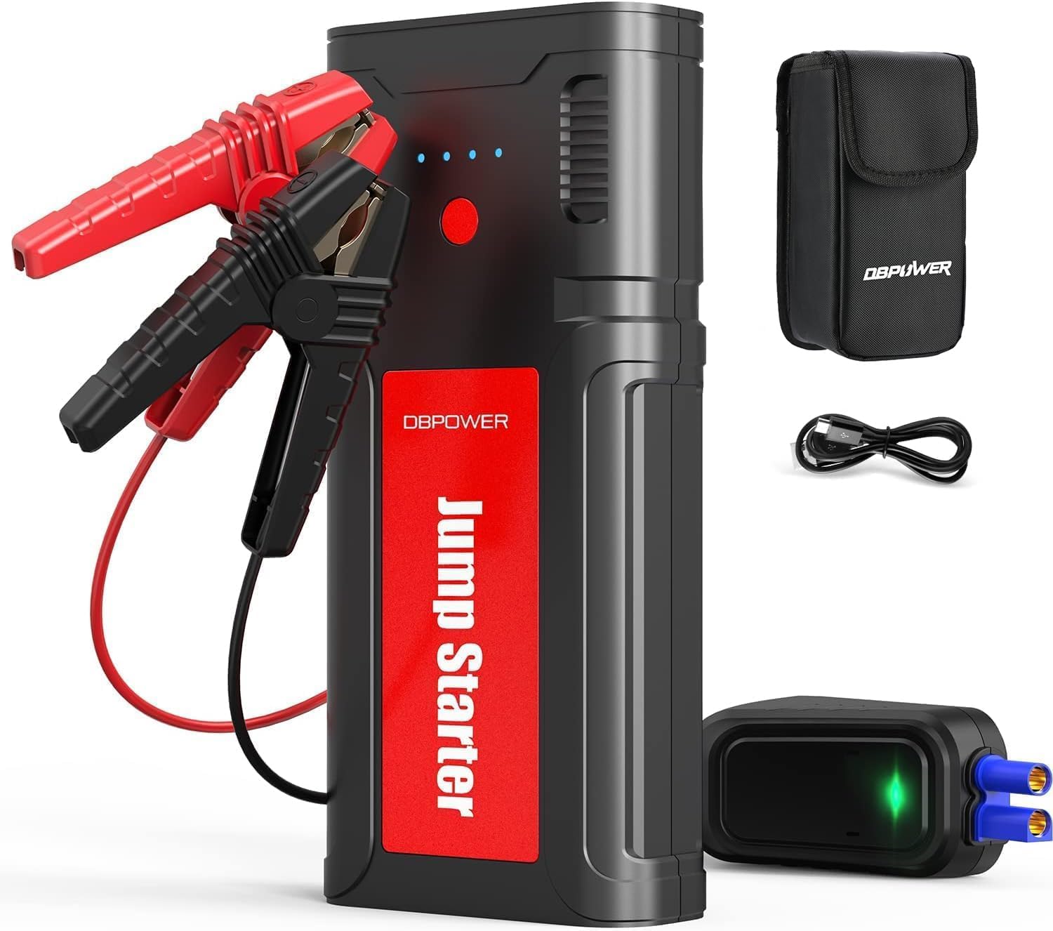 Jump Starter 2750A Peak 76.96Wh Portable Car Jump Starter (Up to 10L Gas/8L Diesel Engine) 12V Auto Battery Booster Pack with Smart Clamp Cables, Quick Charger, LED Light Jump Box