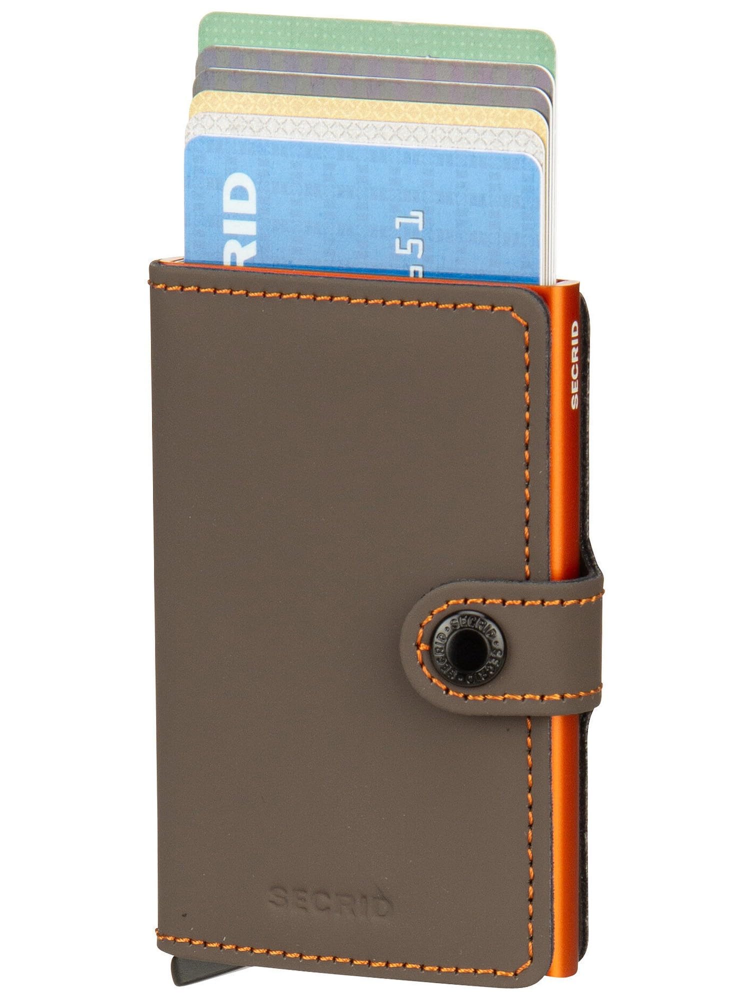 Secrid Miniwallet Truffle & Orange - Tarjetero de Piel para 4 Tarjetas o 6 Tarjetas sin Relieve, 10,2 x 6,5 x 2,1 cm, Color Naranja