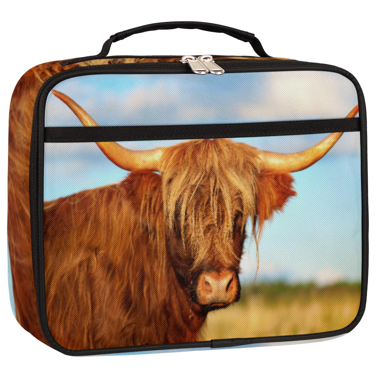 Isolierte Lunchbox Mit Highland-Cow-Motiv – Für Erwachsene & Kinder, Wiederverwendbar, Mit Tragegriff