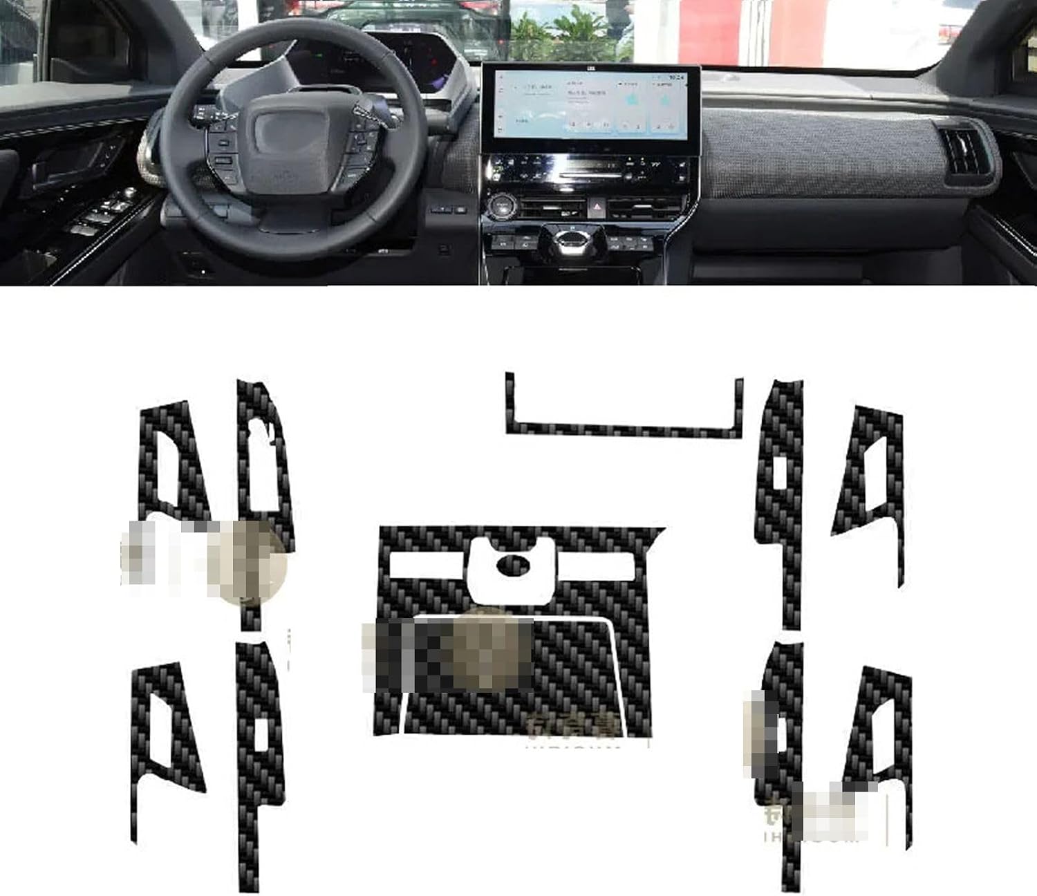 LQUNGE PET 5D Carbon Fibre Film Car Interior Center Console self-Adhesive Film,for Toyota BZ4X 2022-2023 image 3