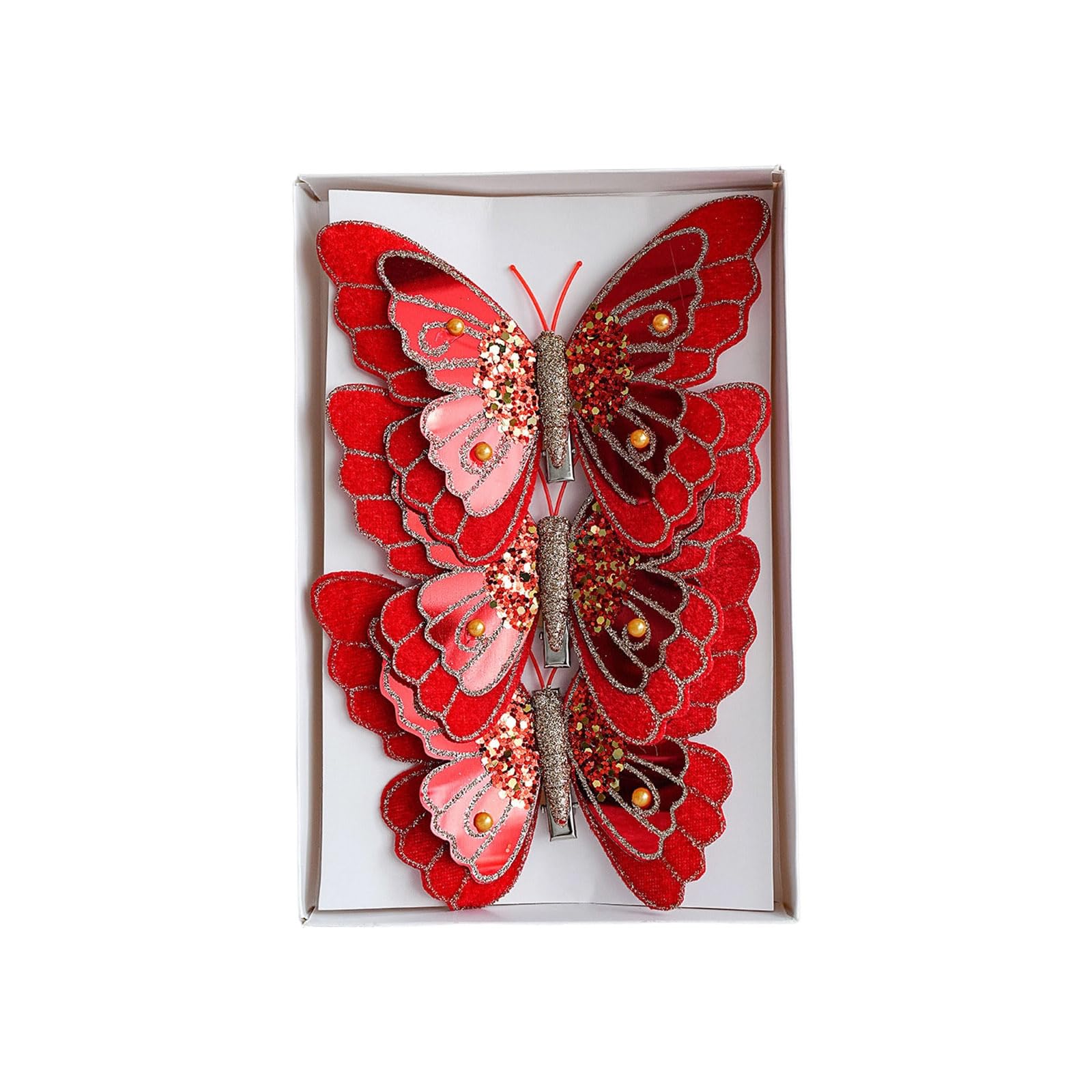 NMFLAB 3 Pieces Sturdy Clip on Butterfly Decorations Portable Multipurpose Celebratory Embellishments for Festive Styling Christmas Party Supplies