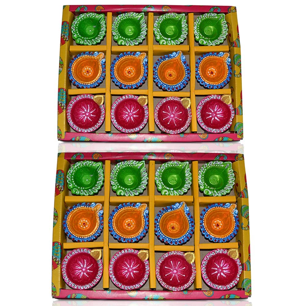 B S NATURAL Decorative Colourful Designer Clay Diyas Set for Puja and Diwali Decoration & Wedding with Cotton Wicks (Green, 31) (B09K4LQXPJ) Amazon Price History, Amazon Price Tracker