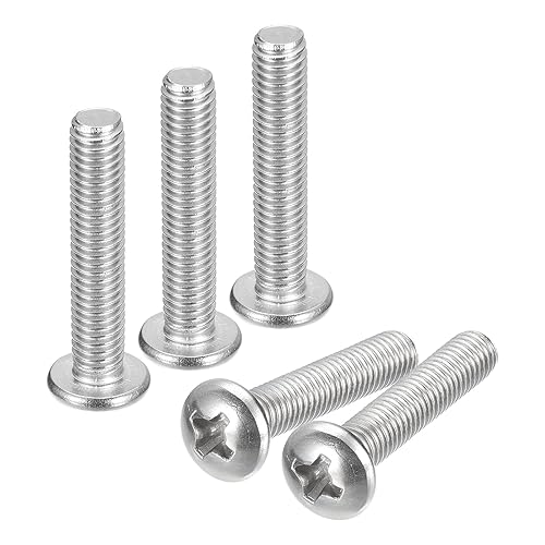 Miniatura 59 de uxcell Tornillos de máquina de cabeza redonda #10-32x1/2, tornillo de acero inoxidable 304 18-8, accionamiento Phillips, totalmente roscado, acabado