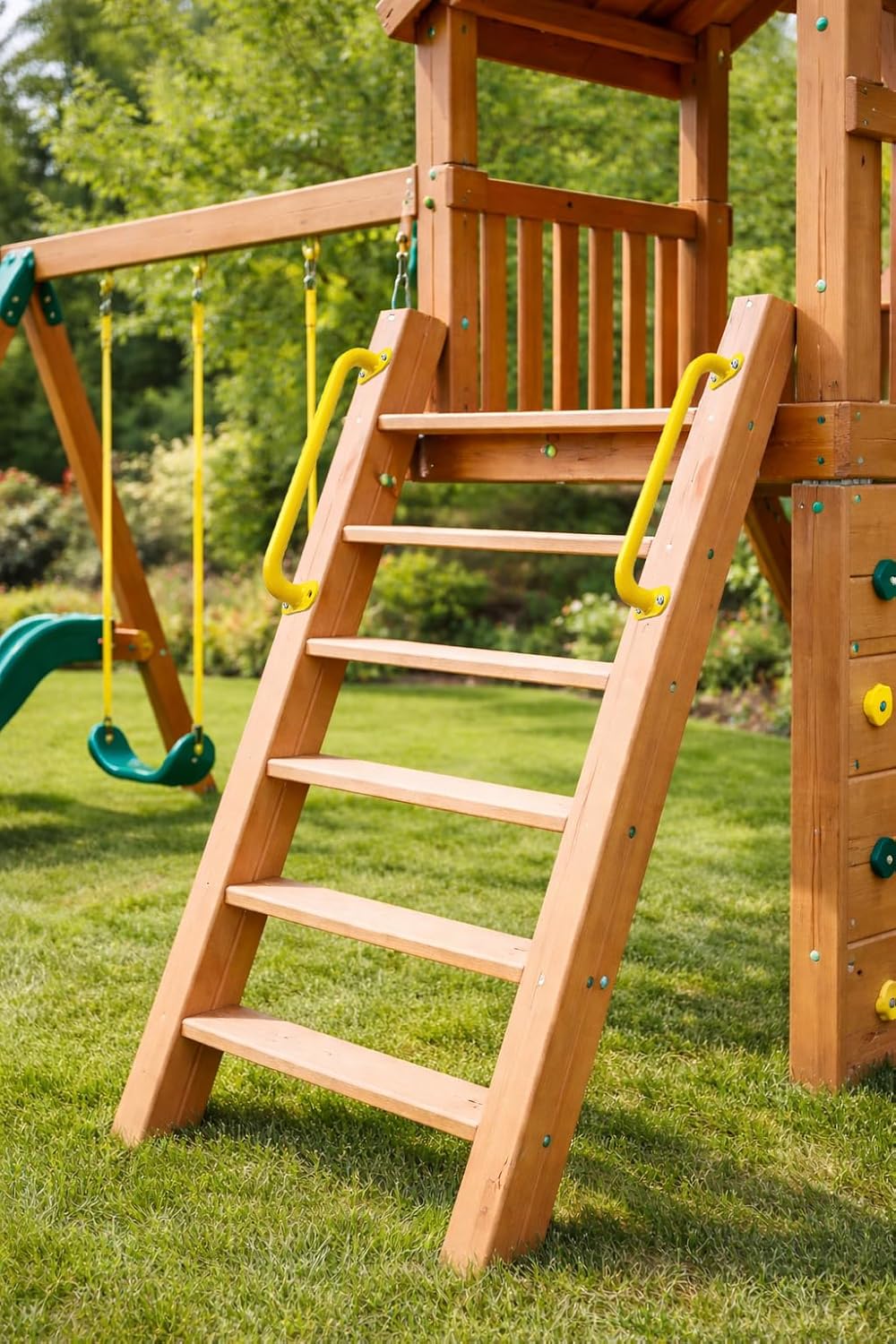 17-Inch Yellow Metal Safety Grab Handles, Heavy-Duty Playground Handles for Swing Sets, Monkey Bars, Treehouse, 6-Pack with Screws