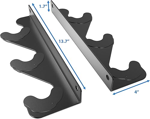 Miniatura 3 de Synergee - Barra de pesas para montar en la pared - Capacidad para 3 o 6 barras horizontalmente - Barra olímpica y estándar de almacenamiento y
