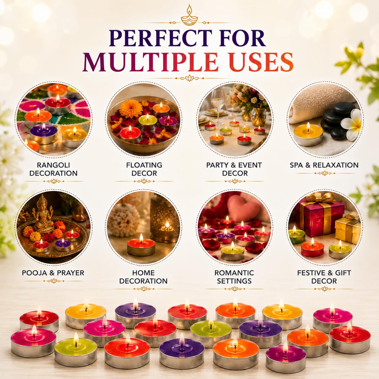 Multicolor Tealight Candles - 50 Pack -7