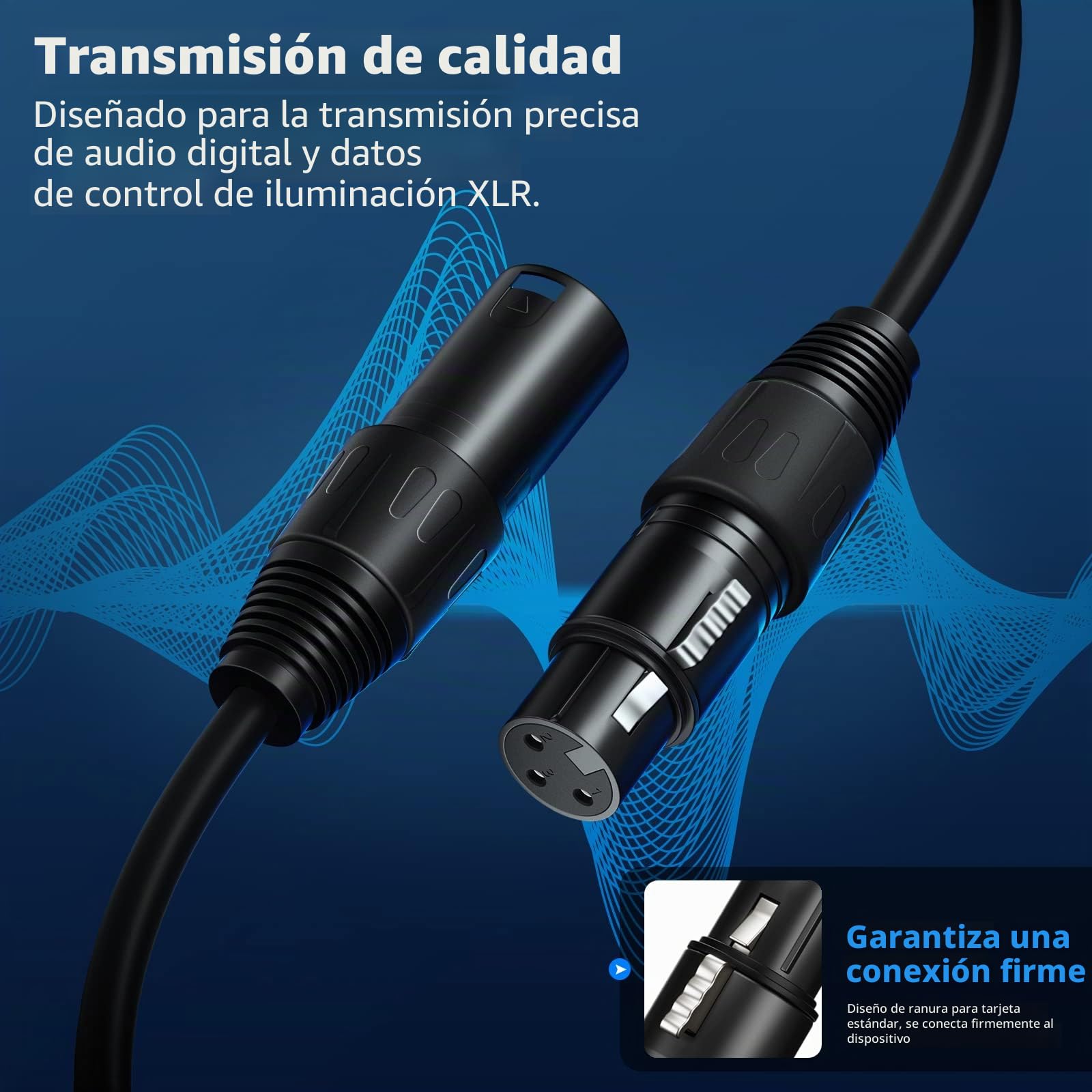 Neewer® Pack de 10 6,5 Pies/2 Metros XLR Cables de Luz de Escenario con 3-Pin Señal XLR Conexión Macho a Hembra para Luz de Cabeza Móvil Par Luz Foco con XLR de Entrada y Salida