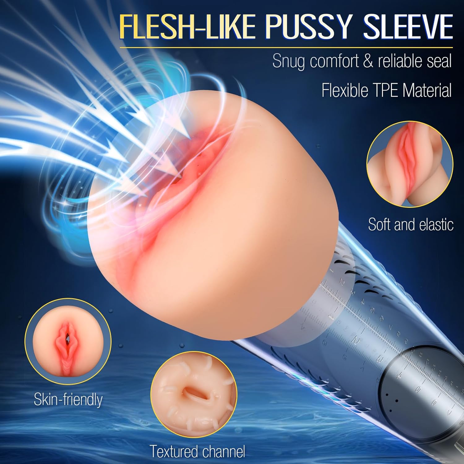 Electric Sex Penis Pump with 5 Training Suction Modes, Water Penis Pump Training for Men’s Longer Stronger Erection, Blowjob Male Masturbator Sex Toy Penis Vacuum Pump with Realistic Pocket Pussy