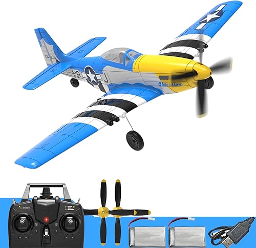 Aviones RC, avión RC 4-CH listo para volar P51 Pro avión de control remoto para principiantes con sistema de estabilización Xpilot, acrobático de