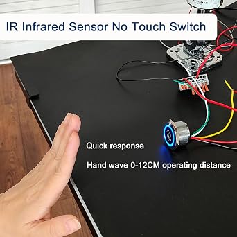 No Touch Exit Button Door Switch 1NO 1NC, Touchless Infrared Sensor Exit Release Button Switch for Access Control Systems Gates and Garage Openers (Green/Blue led Light)
