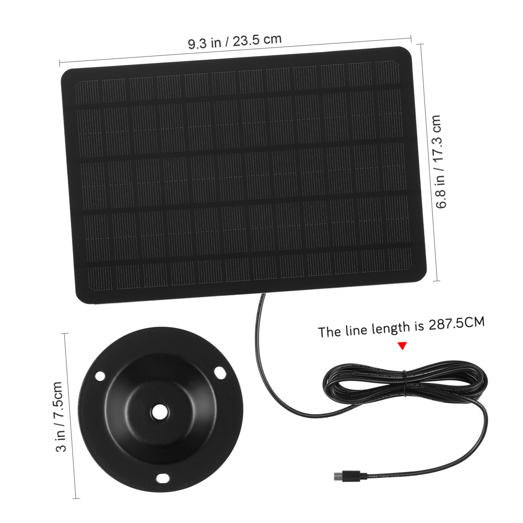 TOYANDONA Panneau Solaire pour Caméra de Sécurité Chargeur à Cellule Solaire Monocristallin Compatible avec Micro USB Portable et Étanche