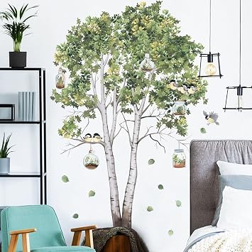 2 Set Plant Wall Stickers Murals Tree Wall Stickers Wall Decor Murals for Kitchen Bathroom Bedroom Living Room Wall Art Decal Tree Wall Decal 3D Room Decor Wall Art Decoration Peel and Stick