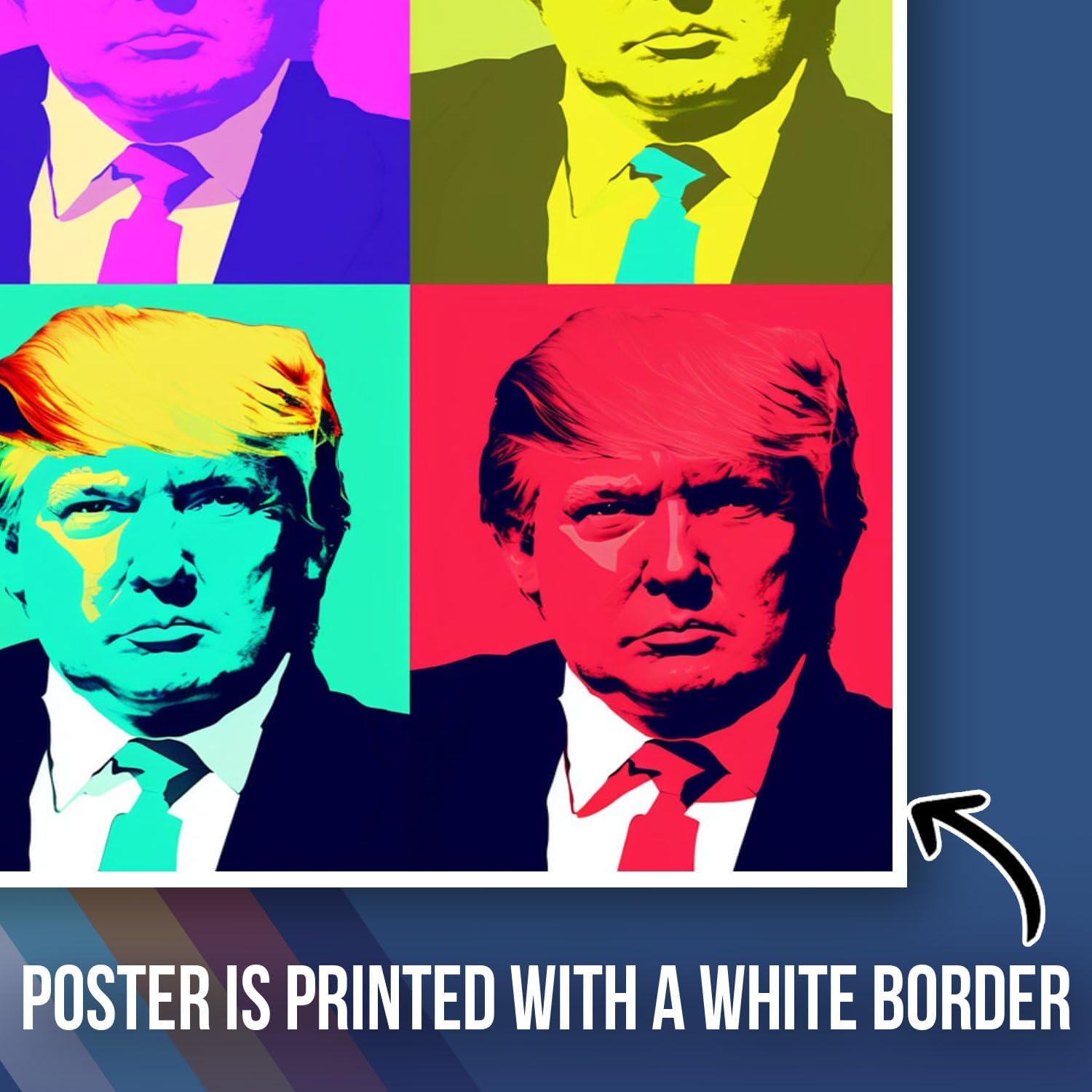 Donald Trump Pop Art Colorful Polyptych Poster - Vibrant Pop Art Warhol Inspired Digital Art Poster - 12 x 18 Inch Unframed Poster - Premium Poster On 100lb Gloss Paper - Printed In The USA FHJP1243 image 3