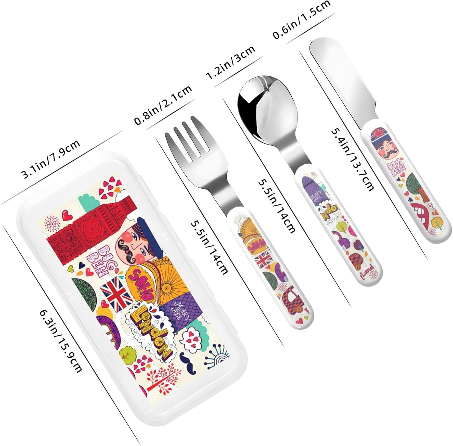school newspaper in English Print Stainless Knife Spoon Fork 3-Piece Set,Flatware Cutlery Set With Storage Case