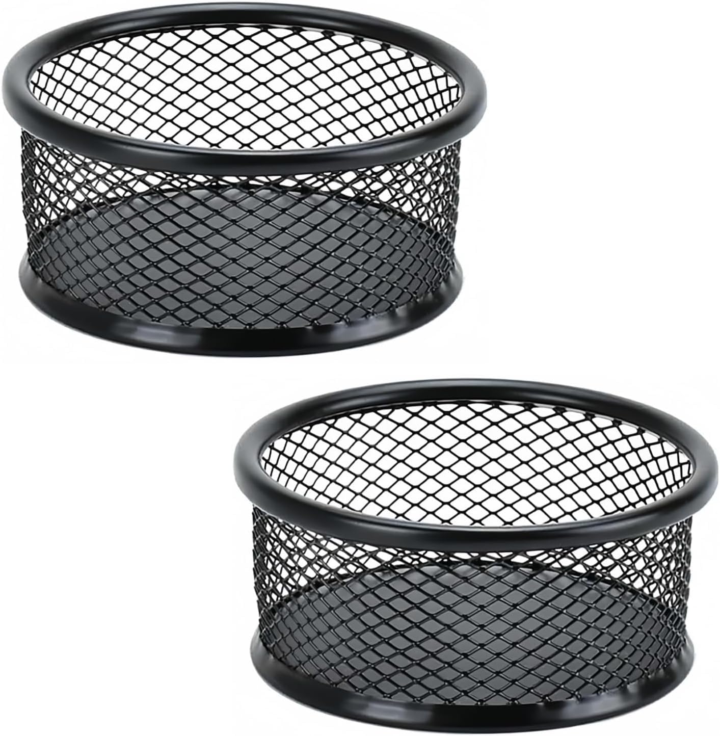Cawhui Black 2 Pcs Metal Paper Clip Holder Mesh Paperclip Bowl Binder Clip Dispenser Desk Bobby Pin Container Organizer For Home Office Classroom School Desk Supplies Holders Dispensers
