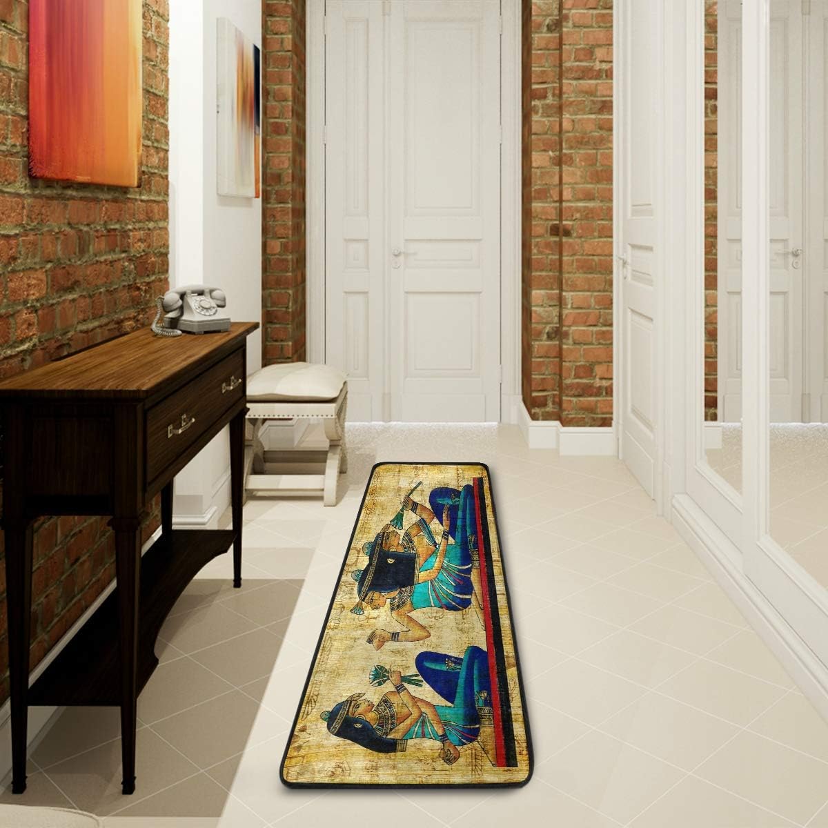 ALAZA Ancient Egyptian Parchment Vintage Artwork Collection Area Mat Rug Rugs for Living Room Bedroom Kitchen 2' x 6'