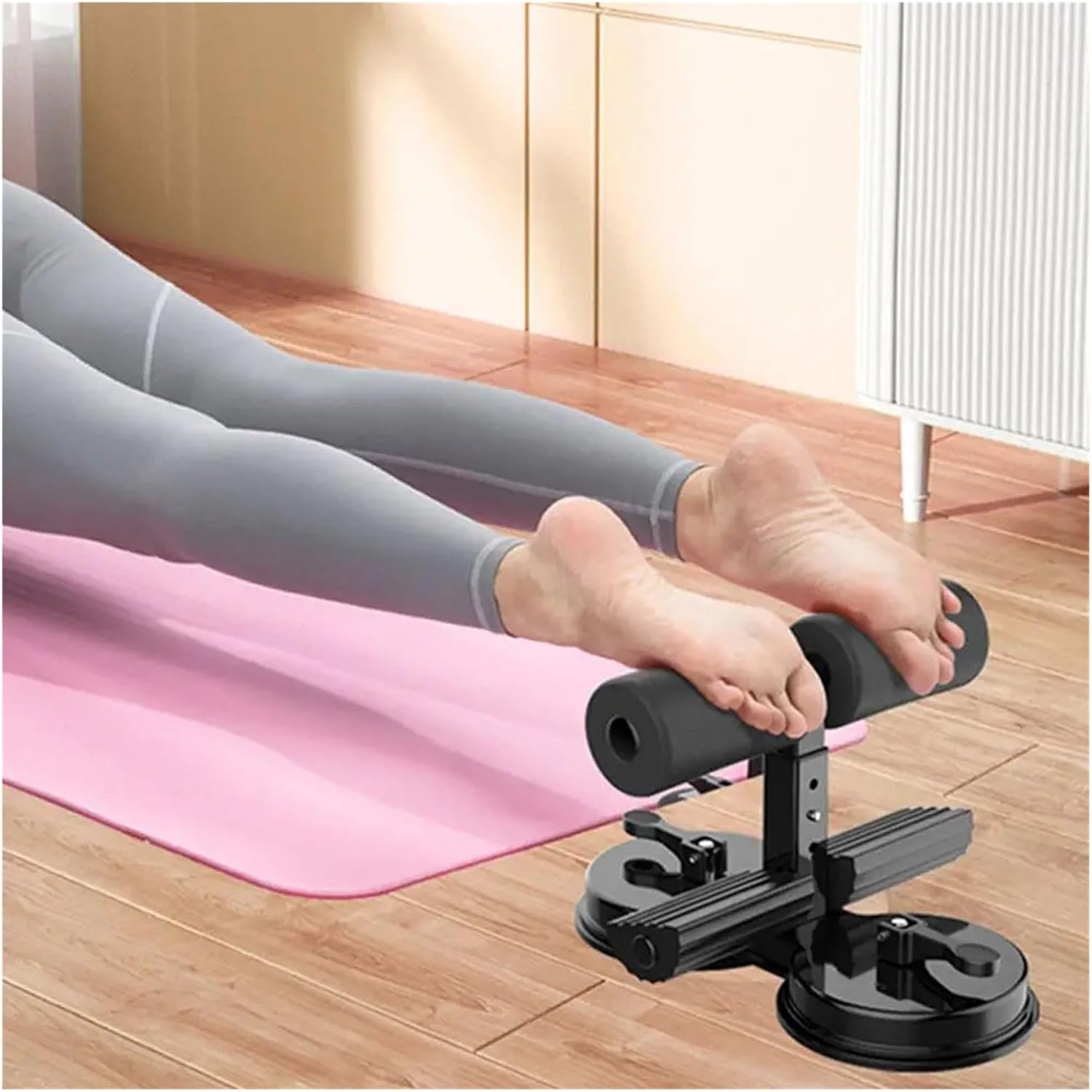 Sit Up Assist Device With Dual Suction Cups, Fixed Resistance Pull Rope, Household Abdominal Exercise Equipment