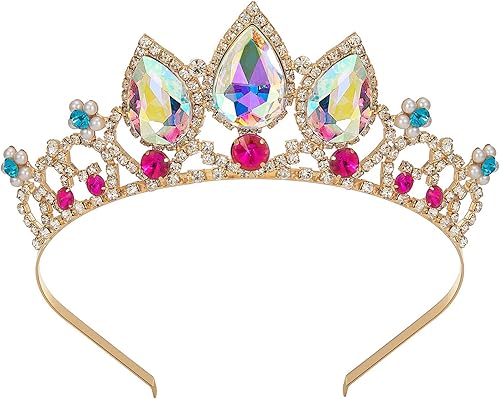 SWEETV Tiaras de princesa para niñas pequeñas, diadema de corona, cumpleaños, boda, Halloween, cosplay, accesorios para el cabello