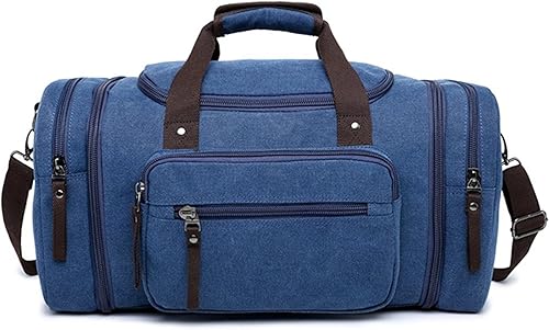 Vista 5 de Sechunk Bolso de lona de cuero grande para exteriores, Azul, Simple