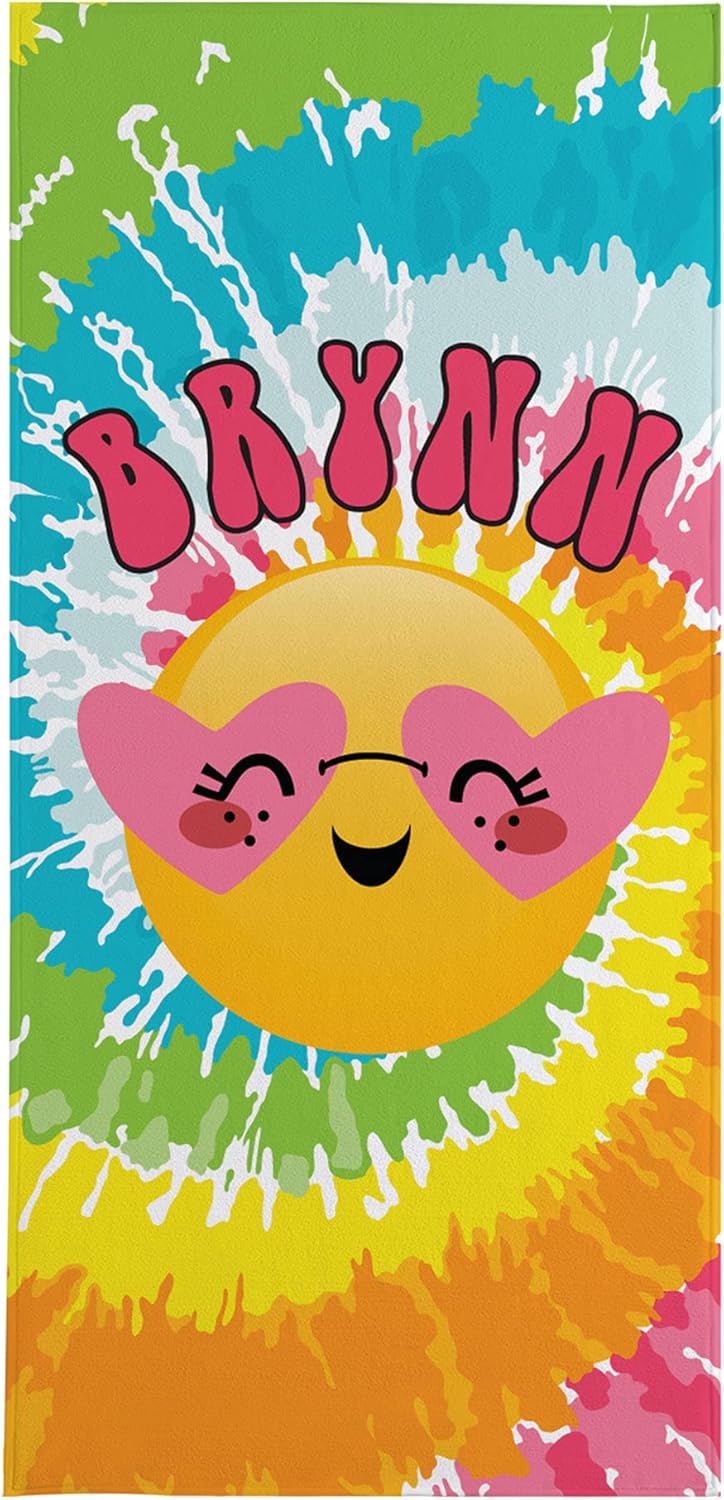 Let's Make Memories Personalized Beach Towel - Customized Towel for Pool and Summer - Oversized (35”x70”) - Tie Dye with Primary Colors