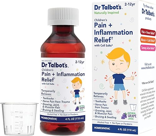 Dr Talbots Medicamento líquido para aliviar el dolor la inflamación con ingredientes naturales para niños incluye jeringa sabor a jugo de uva 4