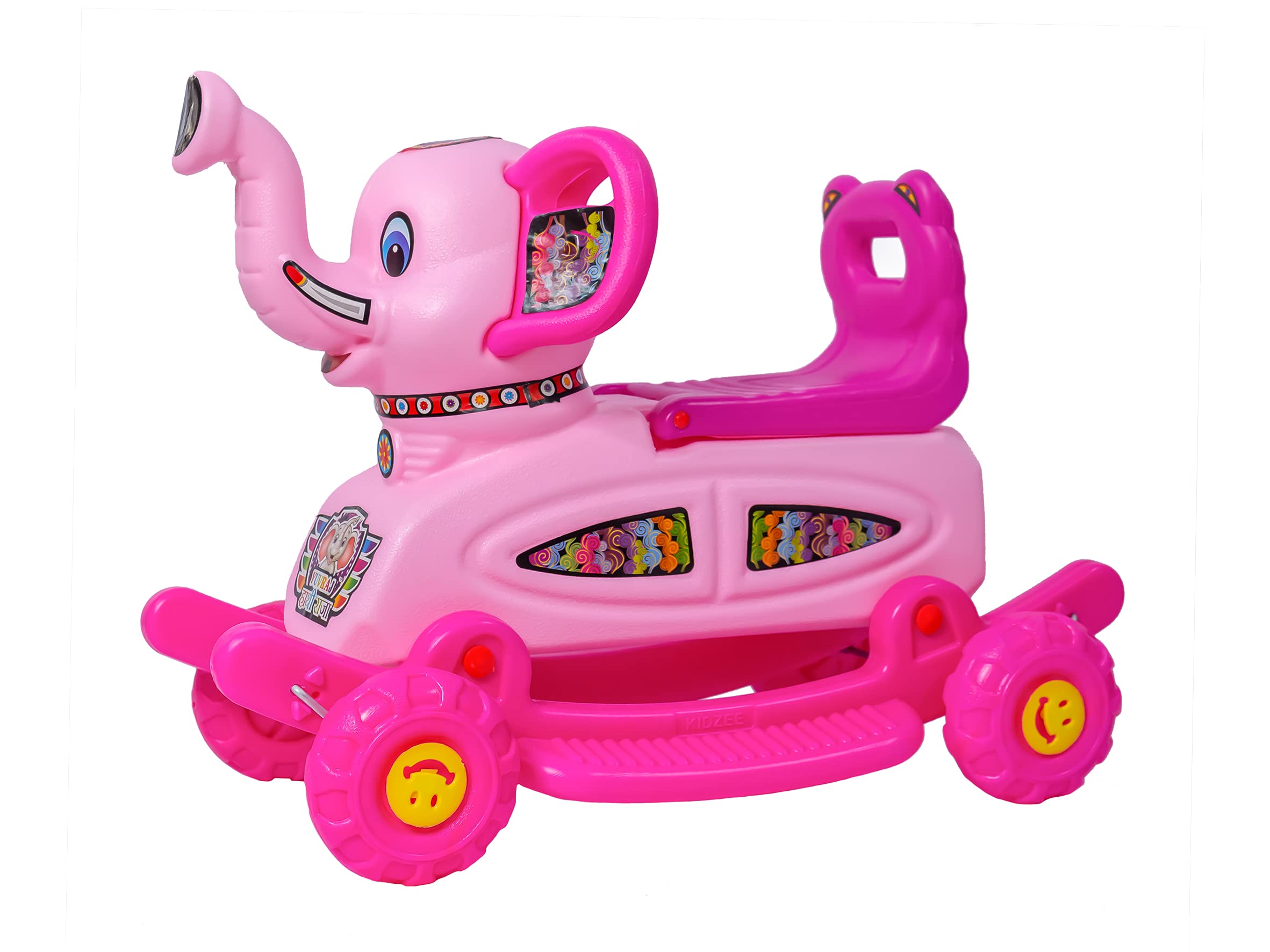 Maanit 2 in 1 Baby Elephant Rider for Kids 1-5 Years Birthday Gift for Kids/Boys/Girls Rideons & Wagons Non Battery Operated Ride On ,Multicolour (Pink)