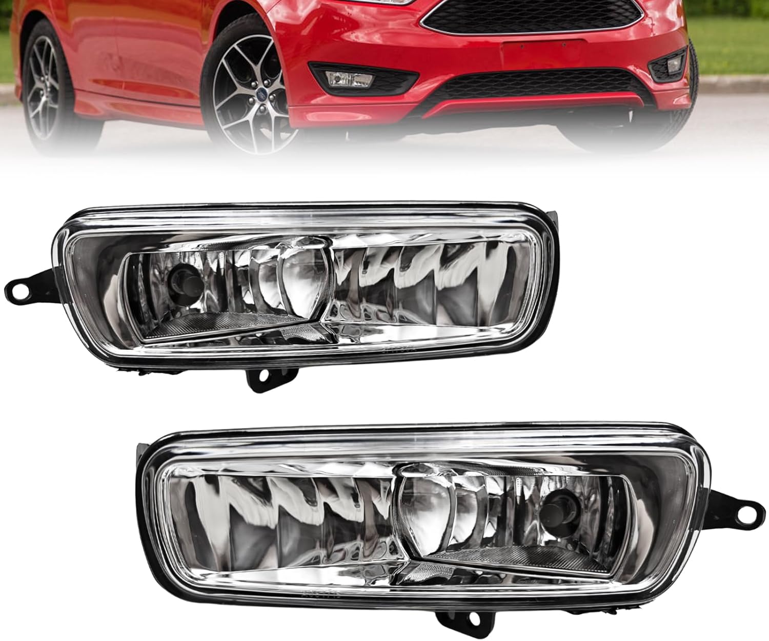 Pair Fog Lights Compatible with 2015-2018 Ford Focus S SE ST Titanium / 2017-2018 Focus SEL With Bulbs